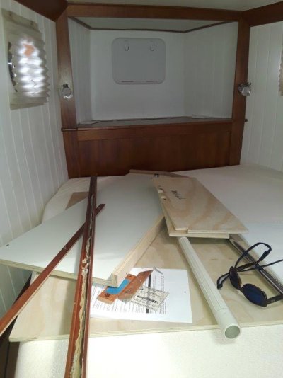 17. Port side wood parts on stateroom bed.jpg