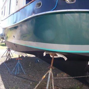 This is a picture of VELVET after a wash down  six months in a dusty boat yards not bad for a little soap and water