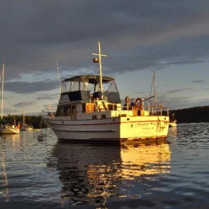 At anchor in Montegue harbour