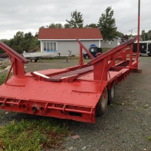 Old low-boy trailer modified for haul-out