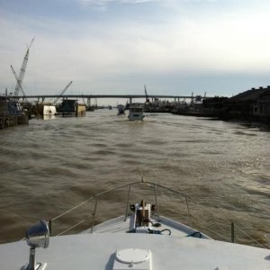 Exiting Harvey Lock (to get off the Mississippi and start the GICW)