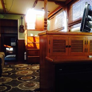 View looking aft from the galley down