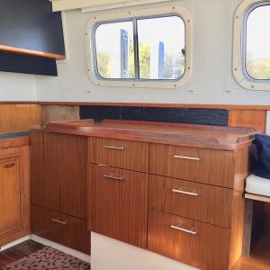 Galley with new cabinets, before installing Corian countertops