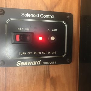 Remote switch in the galley area.     It is very convenient and safe to turn this off when we are not using the stove.   A lot easier than climbing th