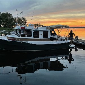 St. Lawrence River sunset, Barnhart Island (USA) looking into Canada.