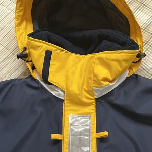 GILL Foul Weather Jacket w hood   Front view with Velcro collar & hood drawstring closures