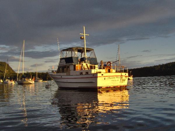 At anchor in Montegue harbour