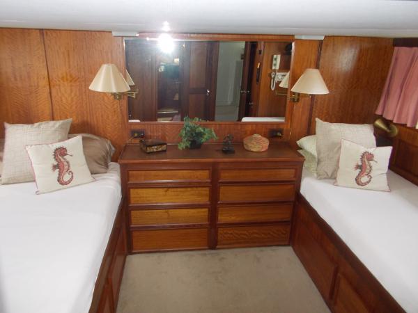 Master stateroom with double and twin beds. Very roomy. Ensuite head with full shower, updated granite countertops and under mount sink.
