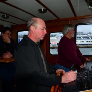 Pilothouse. Captain Conrad sporting a beard