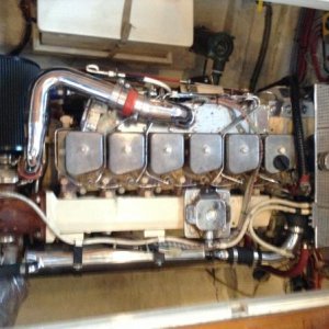 Cummins 6BT5.9 Turbo Charged Marine Engine with optional chrome details.