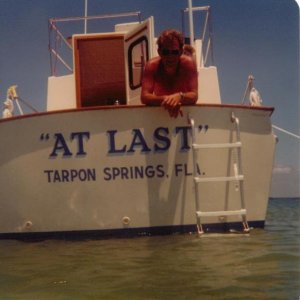 Dad was very proud of "At Last".  This photo was taken sometime in 1980 or 1981 off "Dog Island" Dunedin, Florida.  Old timers would remember Dog Isla