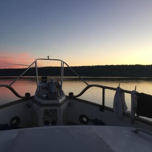 Anchored for night.  Munising Bay, Lake Superior