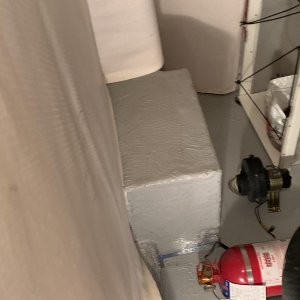 Here you see the compartment next to the fire extinguisher that holds the AC unit. I propose to cut two windows into this box to allow me to disconnec