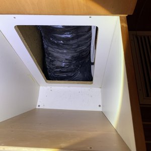 This is the picture in the salon of the air conditioning duct which leads to the overhead vents. Access to this allows me to make sure the dock is not