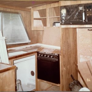 Starboard side galley looking aft.
