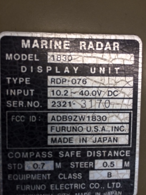Furuno 1830 Radar 2 Aug 2017