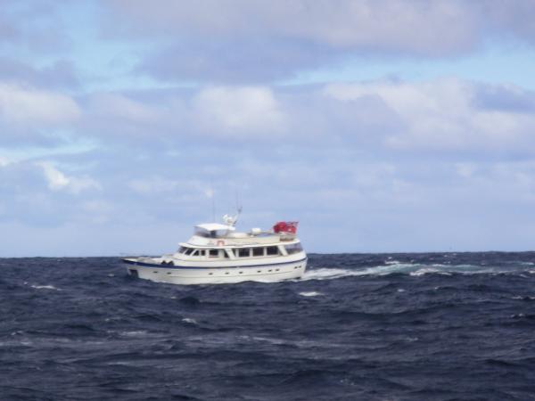 Theresa off South Cape Tasmania.
Southern Ocean smooth as usual.